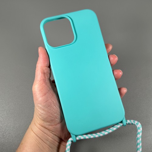 Funda diseñada para iPhone 13 Pro Max - Azul Aqua | Correa para el hombro | Tacto suave - Imagen 3 de 14