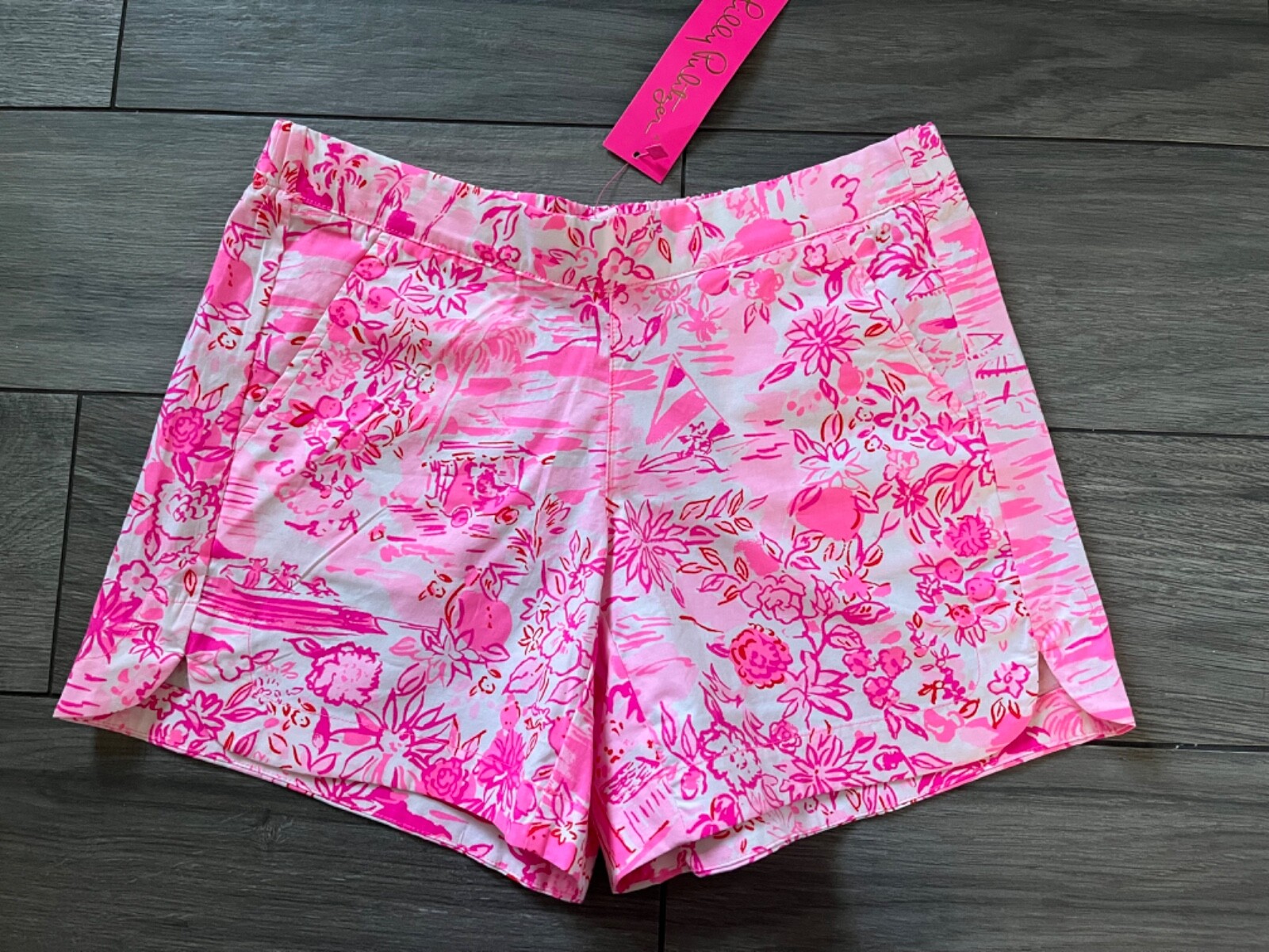 Lilly Pulitzer Ocean View Short, Peony Pink, Seaside Scene, Nwt, Xxs