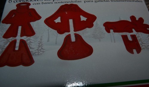 NEU 6 Kunststoff Weihnachten Urlaub Ausstechformen Standfuß für 3-D Plätzchen 1A - Bild 2 von 2