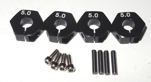 12mm Aluminium Wheel Hex Upgrade RC Car 4pcs 5mm Wide Black UK Seller - Picture 2 of 6