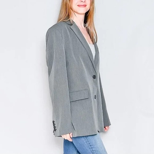 Djerf Avenue Gray Forever Single-Breasted Blazer Sz M Neutral Parisian Chic - Picture 5 of 17