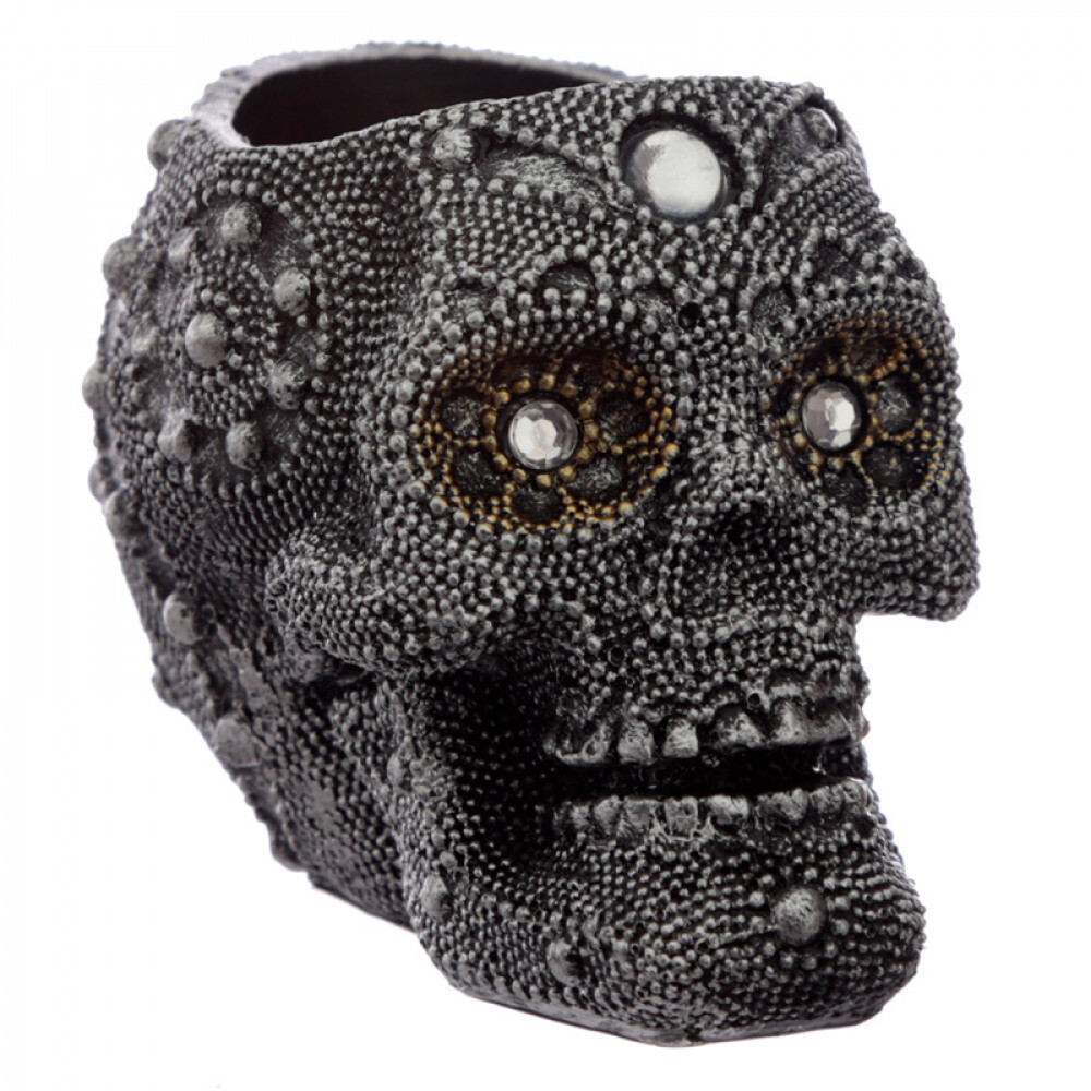 Keltisch Deko Schädel Totenkopf Kerzenhalter silbern Gothic Celtic