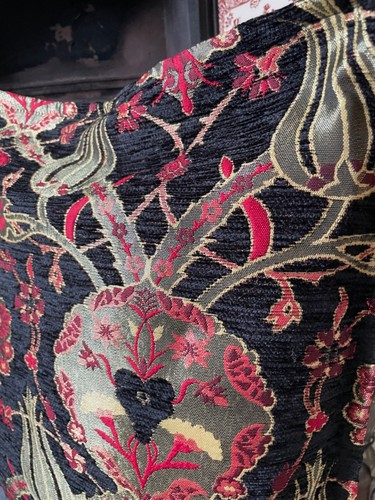 Schwarzer Chenille Kissenbezug, Blumen Dekokissen, Boho Wohndeko - 40x40cm - Bild 10 von 10