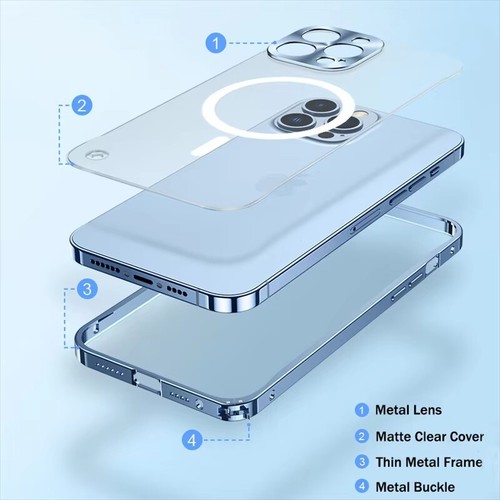 Funda Para iPhone 16 15 Pro Max 14 13 Metal Aleación Aluminio Magsafe Cubierta Magnética - Imagen 3 de 17