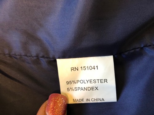 Madisonne Navy Tiered Ruffle Silky Satin Bomber Jacket Size L - Foto 5 di 12