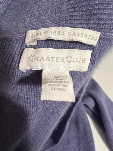 Charter Club Women’s M Lilac Cardigan Sweater 2 Ply Cashmere Single Button - Picture 8 of 8