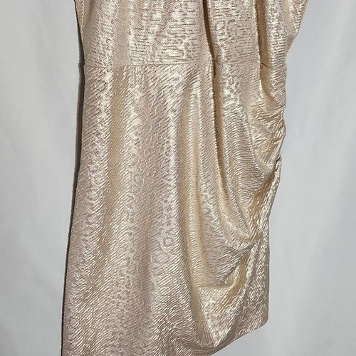 Laundry Shelli Segal Gold Halter Above Knee Snakeskin Shimmer Mini Dress Size 4 - Picture 4 of 9