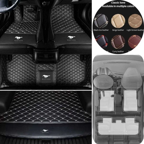 For Ford Mustang Coupe/Convertible Car Floor Mats & Trunk Mat Waterproof Carpets - Picture 27 of 52