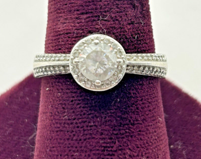 Sterling Silver ROSS SIMONS Cubic Zirconia Solitaire with Accents Size 10