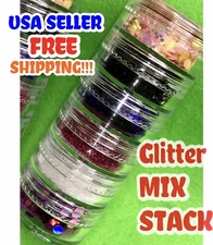 Colorful Nail Glitter Powder Chucky Shape Nail Art 6 STACK  Decoration Tips