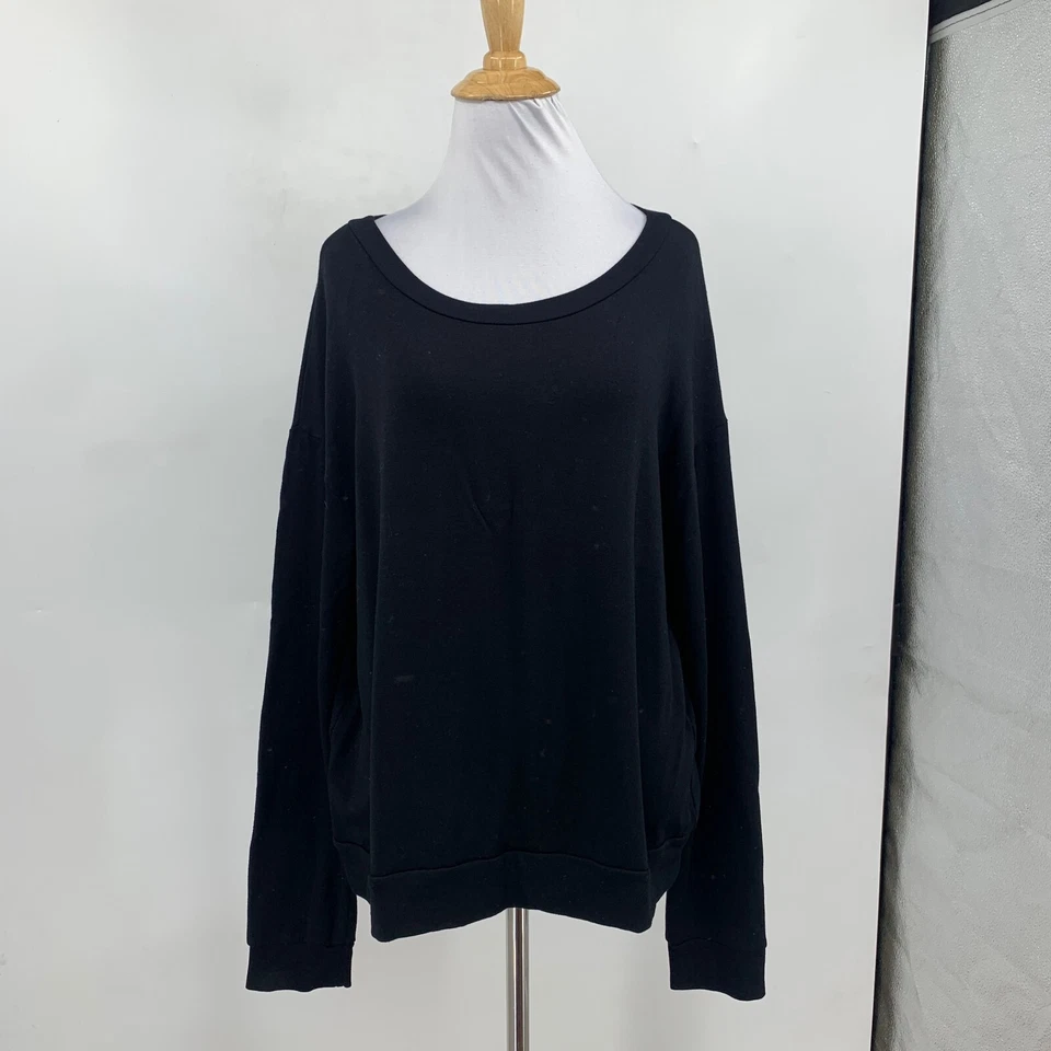 Michael Stars Sudadera Mujer L Grande Negra Cuello Redondo Elastizado Pullover Cuadrado Foto 2 de 4