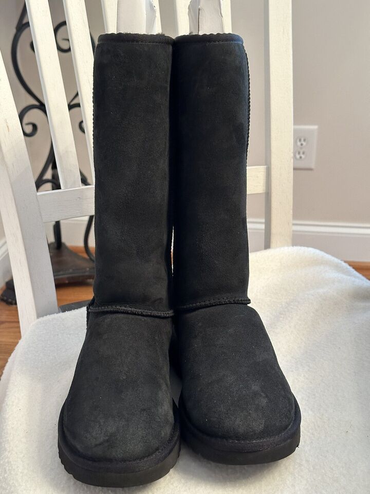 New Womens UGG Boots Size 9 Classic Ultra Tall Fur Boot BLK Black | eBay