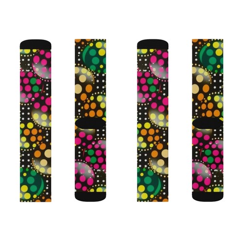All Over Print Adult Socks Psychedelic Polka Dots Colorful Fun Funky - Picture 7 of 9