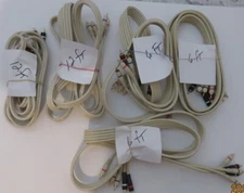 Ivory 5 RCA Component Video Audio Cable Lot 5 12 Ft 6 Ft Cables Gold