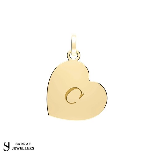 Colgante de letras iniciales de corazón, colgante de oro liso de 9 quilates para collar, dije inicial - Imagen 7 de 12