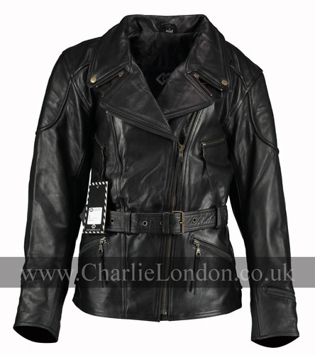 Chaqueta de cuero para motociclista Gallanto Distressed Demi para mujer 3/4 - motocicleta vintage - Imagen 5 de 17