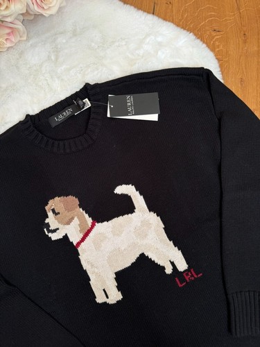 Lauren RALPH LAUREN DOG JUMPER Polo Graphic Bear Black Sweater size L LARGE RARE - Picture 7 of 18