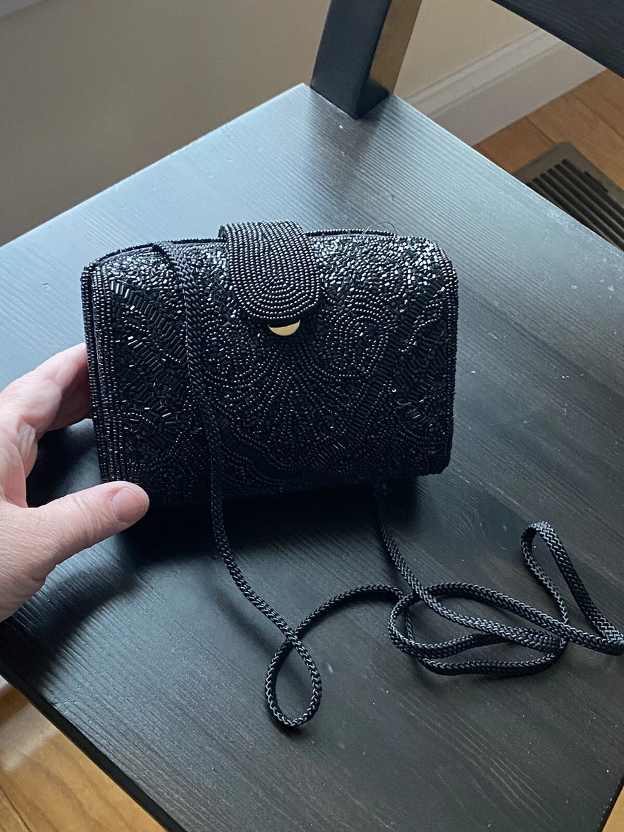 Black beaded clutch purse cheap