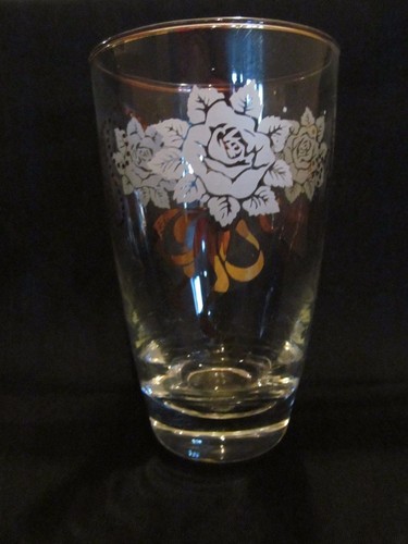 Vintage Libbey Glas Becher weiß Rose & Gold Schleifen/Band Set-2 - Bild 1 von 8