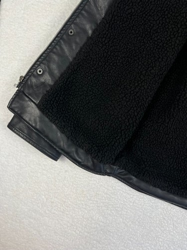 Levis Jacket Men Small Faux Leather Sherpa Lined Black Winter Coat Trucker - Picture 6 of 15