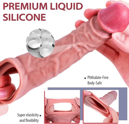 Vibrating Penis Sleeve Extender Cock Ring Vibrator Extension For Men Couple Toys - Picture 31 of 41