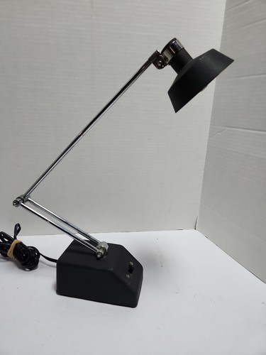 Vintage Black Chrome Transformer Powered Adjustable Desk Lamp Light Works - Picture 3 of 8