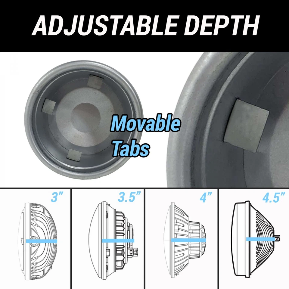 Recessed Frenched Headlight Conversion Kit 7" Bucket Trim Ring Flush Mount Bezel - Image 4 of 4