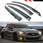 VIP JDM CLIP-ON SMOKE TINTED WINDOW VISOR W/ BLACK TRIM FOR 14-2024 INFINITI Q50