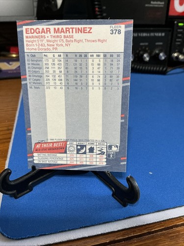 1988 Fleer #378 Edgar Martinez Rookie - Picture 10 of 11