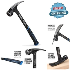 21 Oz Framing Hammer Steel Ergonomic Grip Milled Face Construction Tool