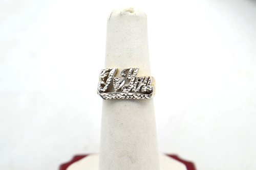 TWO TONE " I LOVE YOU" RING 10K DIAMOND CUT FINISH (BTS970) - Picture 5 of 6