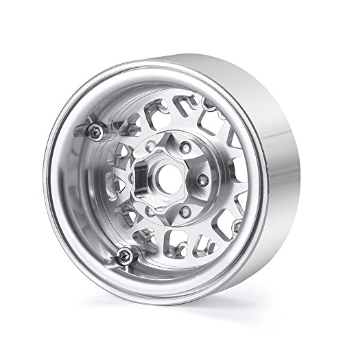 Llantas Beadlock de 1,9 pulgadas llantas de aluminio para AXIAL SCX10 SCX10 II 90046 plateadas - Imagen 7 de 7