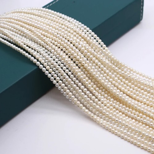 Natural Freshwater White Pearl Beads 3 to 4mm for DIY Jewelry Necklace Making - Picture 4 of 7