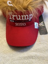 2020 President Donald TRUMP Red Trumpy Visor Hat w/Gold Hair Golf Cap MAGA NWT