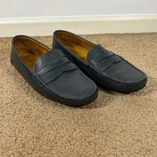 MJNY by Marc Joseph Mens Navy Blue Leather Penny Loafers Slip On Shoes size 10
