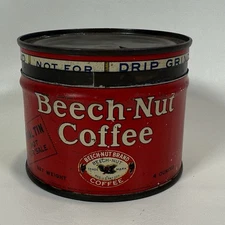 Vtg Beech-Nut Coffee Can Trial Tin Not For Sale 4 Oz Canajoharie NY 2 5/8"Empty