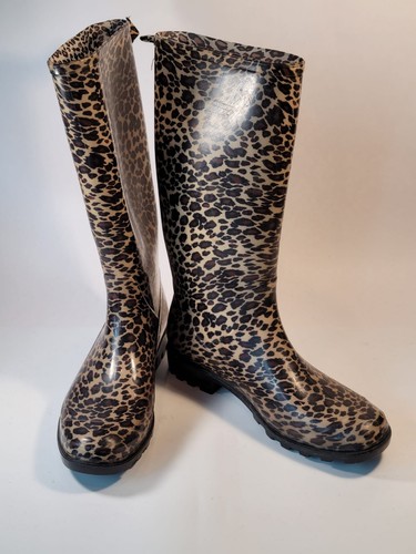 Capelli Rubber Farm Muck Mud Rain Cowboy Western Style Women’s 8 Leppard Print - Picture 6 of 9