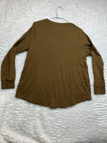 TERRA & SKY SEMI-FITTED V-Neck Stretch Soft Brown Long Sleeve T-Shirt Sz 0X NWT - Picture 9 of 13