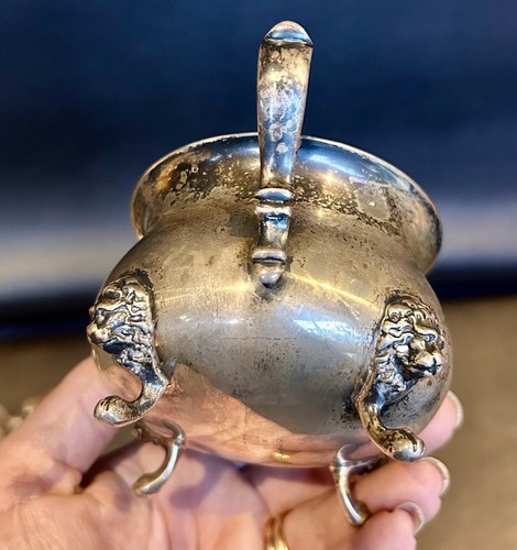 Antique Sterling Silver Gump’s San Francisco Lion Head Sugar Bowl and Creamer - Picture 12 of 24