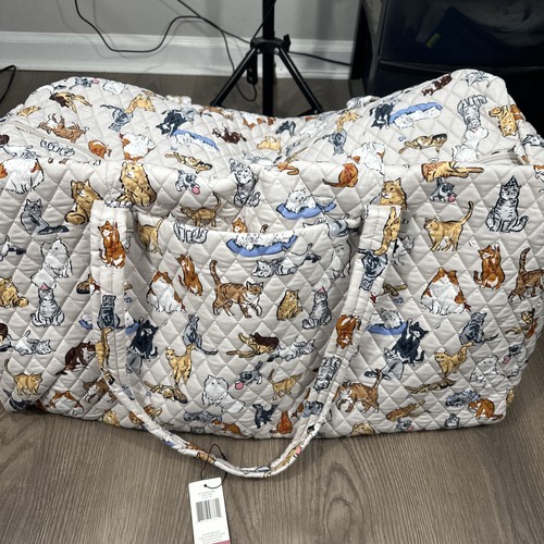 Bolso de Lona Vera Bradley A Cat's Life Extra Grande (XL) Traveler Nuevo con Etiquetas - Imagen 2 de 4
