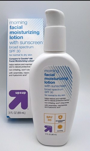 Up & Up Nighttime /Morning Facial Moisturizing Lotion Sunscreen SPF 30,3 oz New - Picture 2 of 4