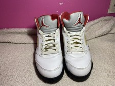 Nike Air Jordan 5 White Fire Red Black Men's Size 8.5 (NO BOX)
