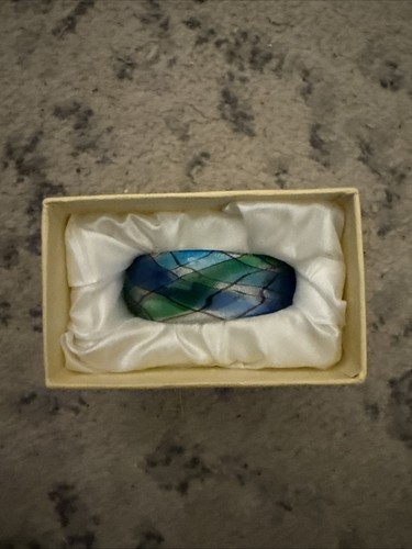 Pier 1 Art Glass Cuff Bracelet - Blue/Green -  Unique Gift - Picture 1 of 8