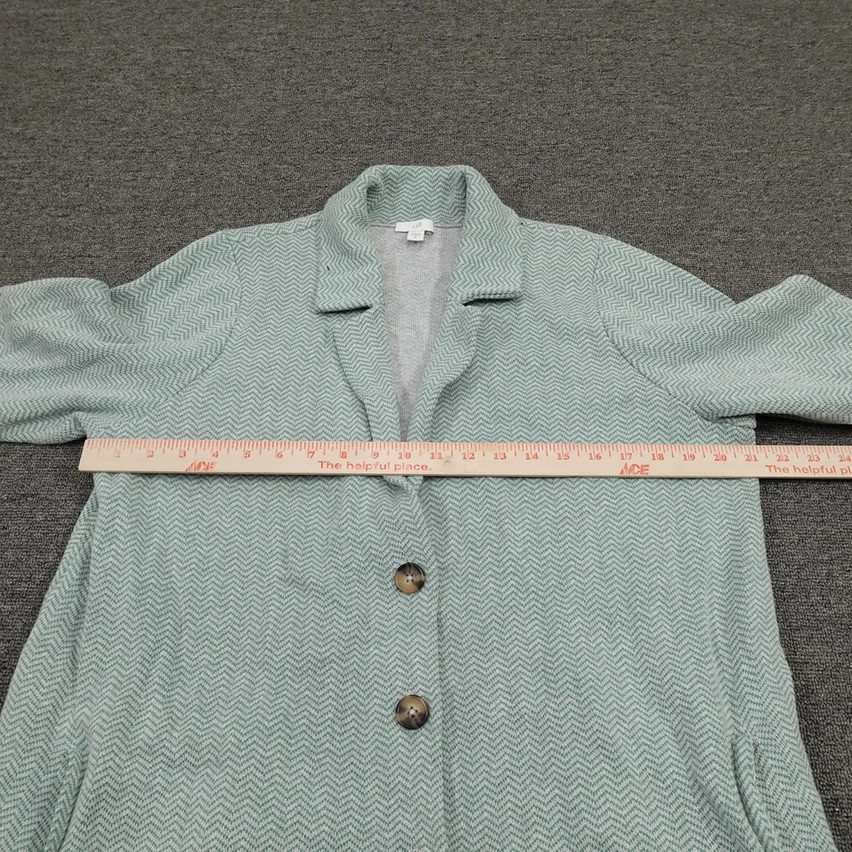 Abrigo para mujer J. Jill XL verde espiga tejido botón bolsillos delanteros suéter Foto 4 de 4