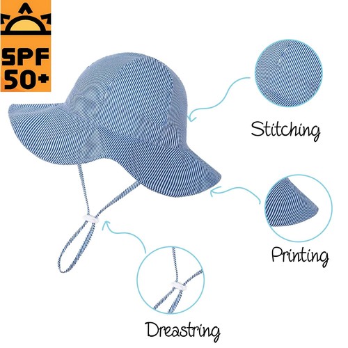 Baby Sun Hat Toddler Girls Bucket Hats Protection Beach Hat UPF 50+ Toddler W... - Picture 2 of 3