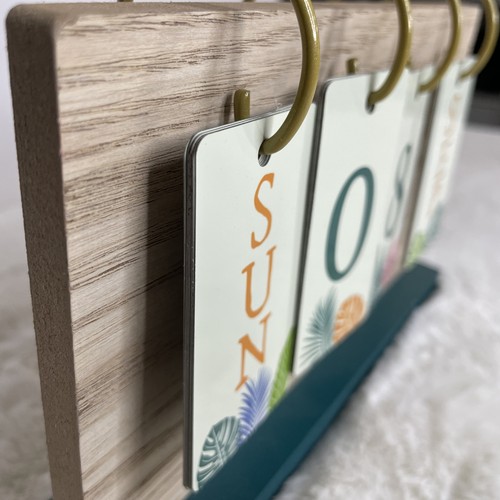 Bauernhaus Holz Klapp Schreibtisch ewiger Kalender grün braun floral tropisch - Bild 10 von 12