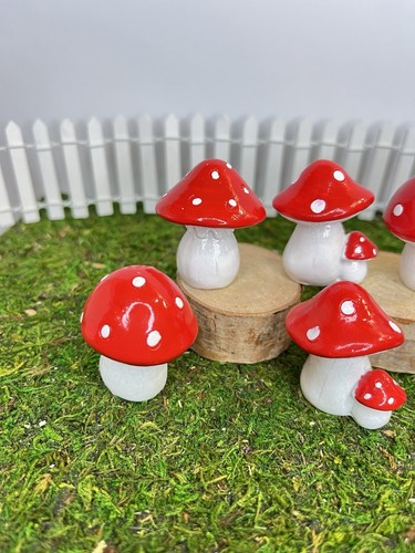 6 Pcs Mini Mushrooms for Fairy Garden Figurines Micro Landscape Decor - Picture 2 of 4