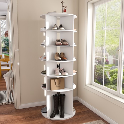 Rotating Shoe Rack Tower, 6-Tier Spinning Shoe Rack Free Standing 360° Revolving - Picture 4 of 16