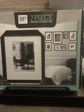 NIB 7 Piece Wood Frame Set-Black 