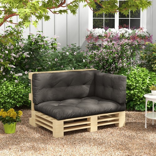 Outsunny Set 3 Cuscini da Giardino in Poliestere per Divani e Pallet Grigio - Foto 2 di 10